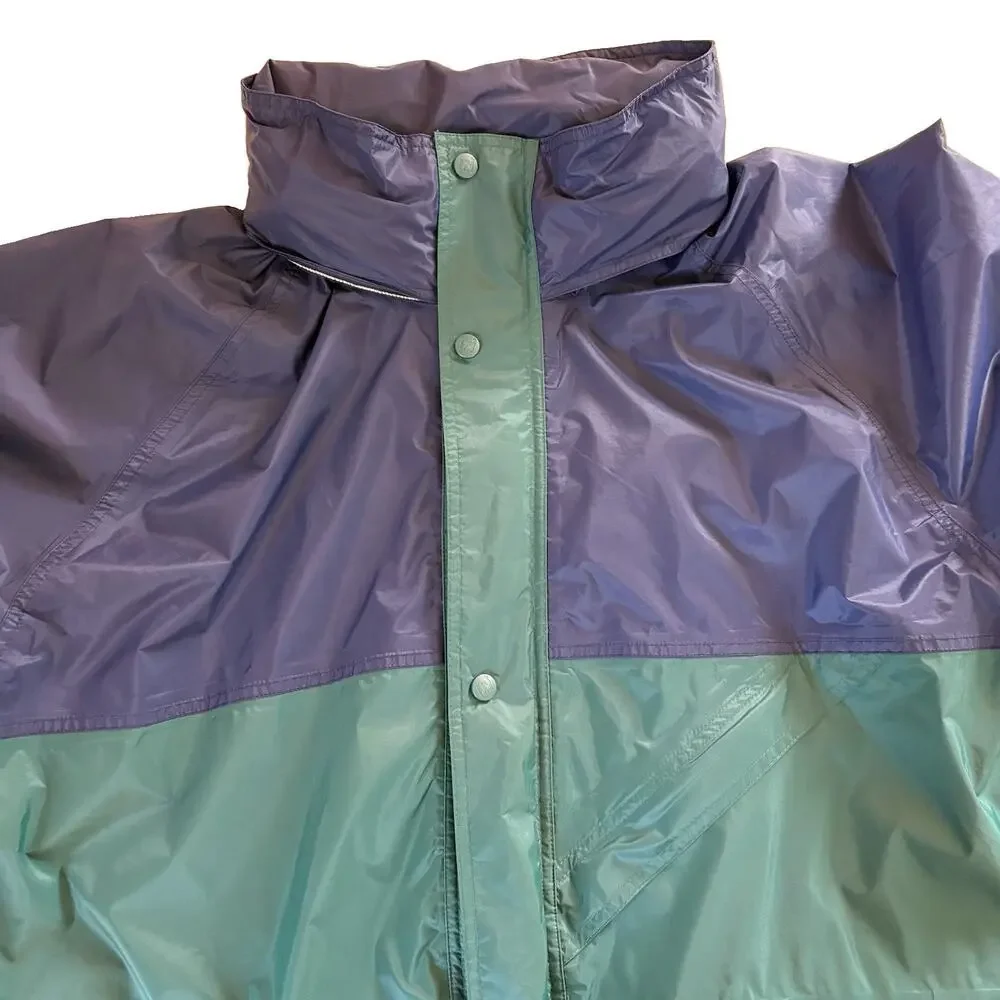 Vintage 90s Helly Hansen Helly-Tech Packable Rain Jacket Size XL Blue Colorblock